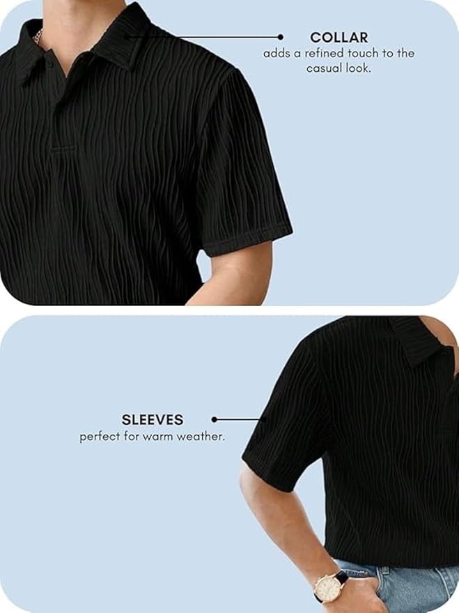 LERIYA FASHION Cotton T-Shirt for Men – Soft Breathable Fabric | Regular Fit Half Sleeve Collar Tee for Summer Casual Wear (Available in Plus Size and Combo Pack of 2)