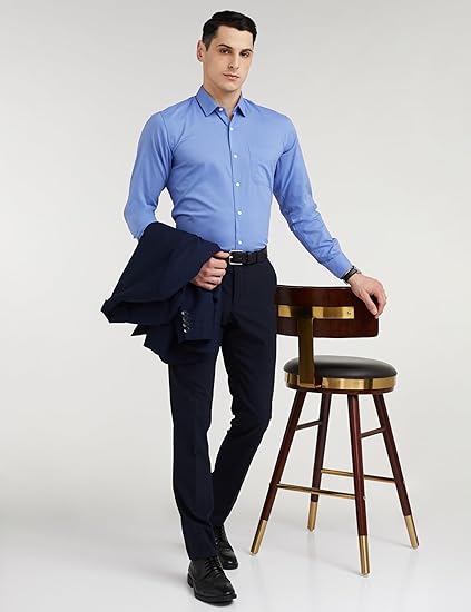 Peter England Men's Everday Regular Fit Solid Shirt | Cotton Rich