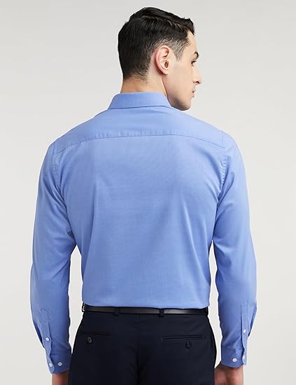 Peter England Men's Everday Regular Fit Solid Shirt | Cotton Rich